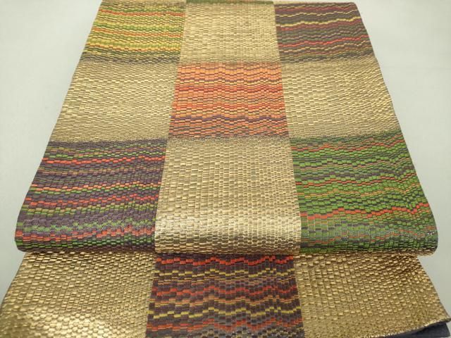 平和屋着物○西陣河村織物謹製・手織り 六通柄袋帯 唐織 ギリシャ華文