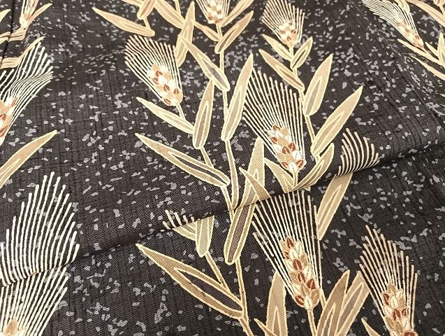 平和屋着物○江戸友禅 小倉貞右 訪問着 紬地 手描き 枝葉文 金彩  