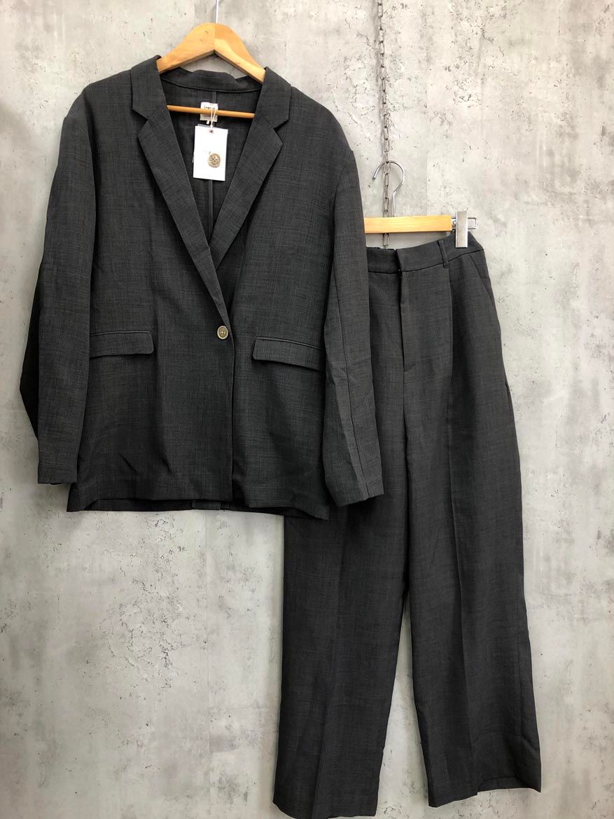 Ungrid アングリッド 112210121701 テーラードジャケット セットアップ ジャケット パンツ スーツ sizeF|グレー ◎レディース