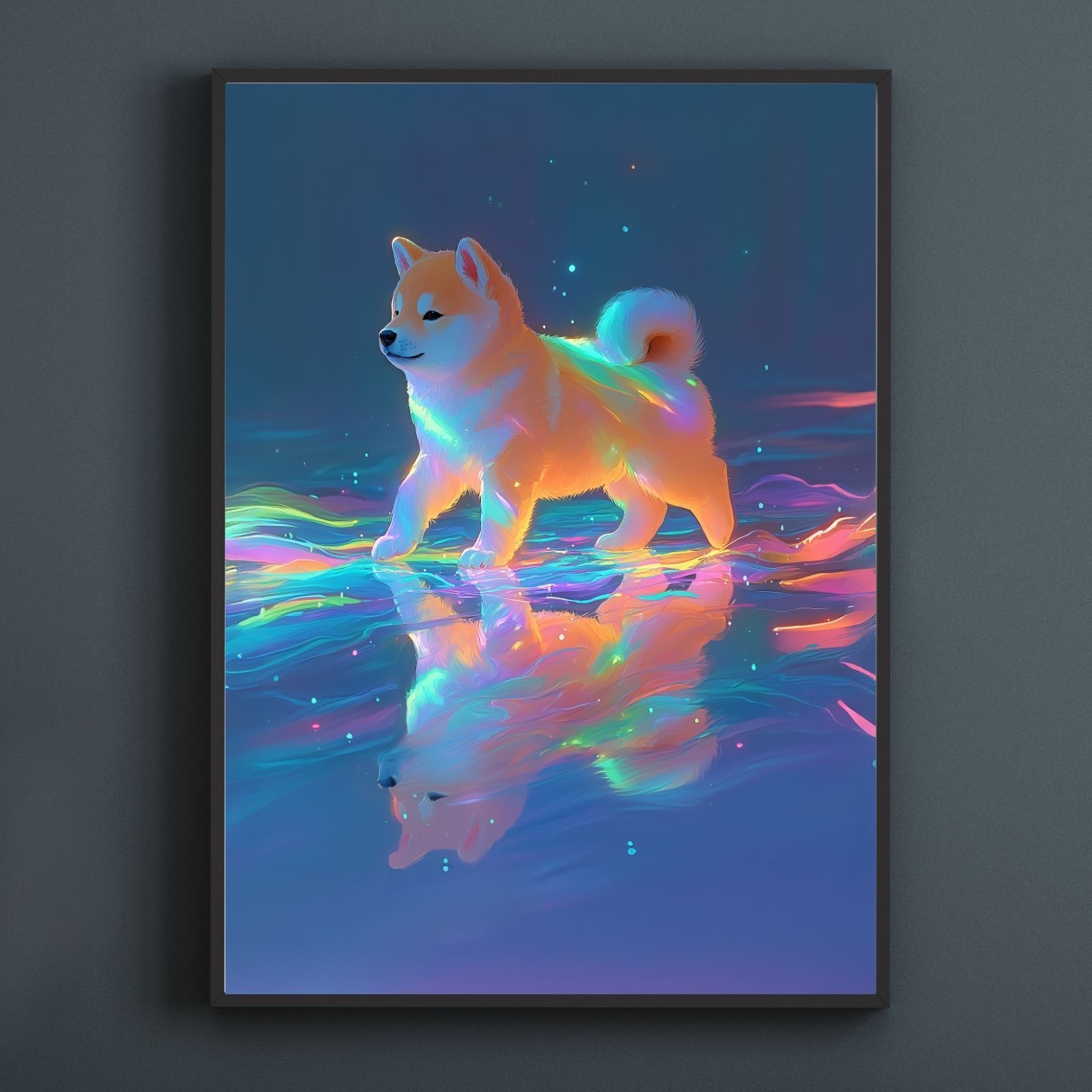 名入れOK リフレクション - 柴犬 豆柴犬 No.1 アートポスター ペットロス うちの子記念日 北欧 ナチュラル モダンインテリア