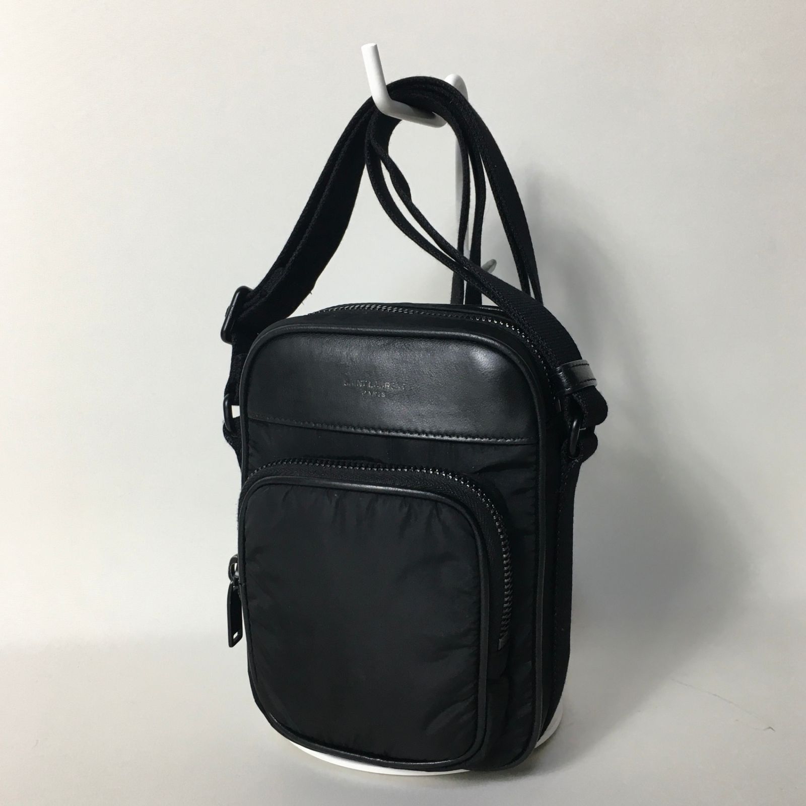 2506-257｜サンローラン ショルダーバッグ ナイロン レザー ブラック  