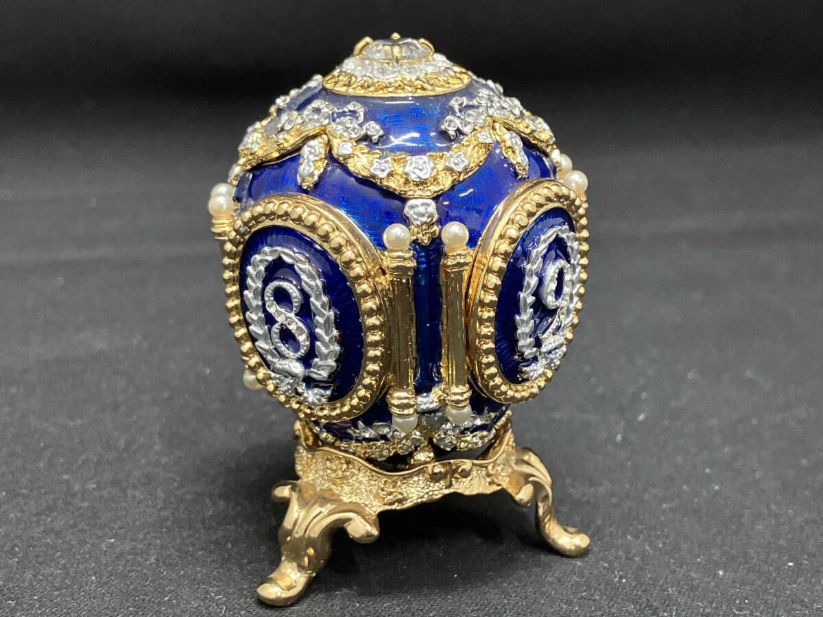 インペリアル イースターエッグ ブルー ジュエリーケース 置物 小物入れ