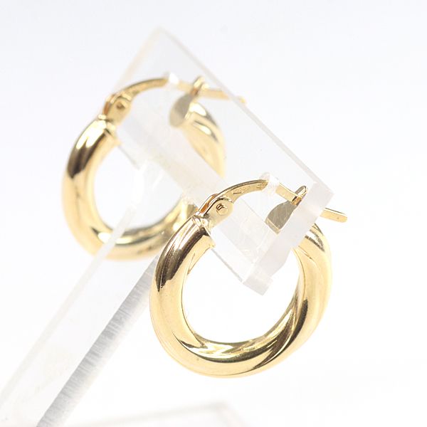 ウノアエレ UNOAERRE K18YG フープピアス 0.7g 丸 750YG ロープ