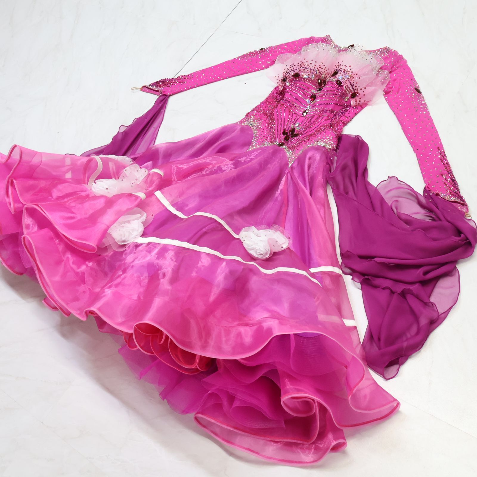 美品 社交ダンス衣装】ピンク TAKADANCE タカダンス ワンピース ドレス