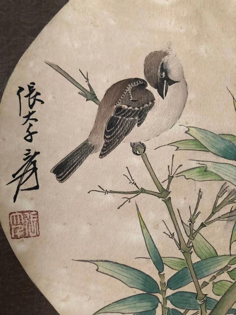 中国美術・純手描き人物画凌波捉月掛軸・国画・張大千印款・宣紙