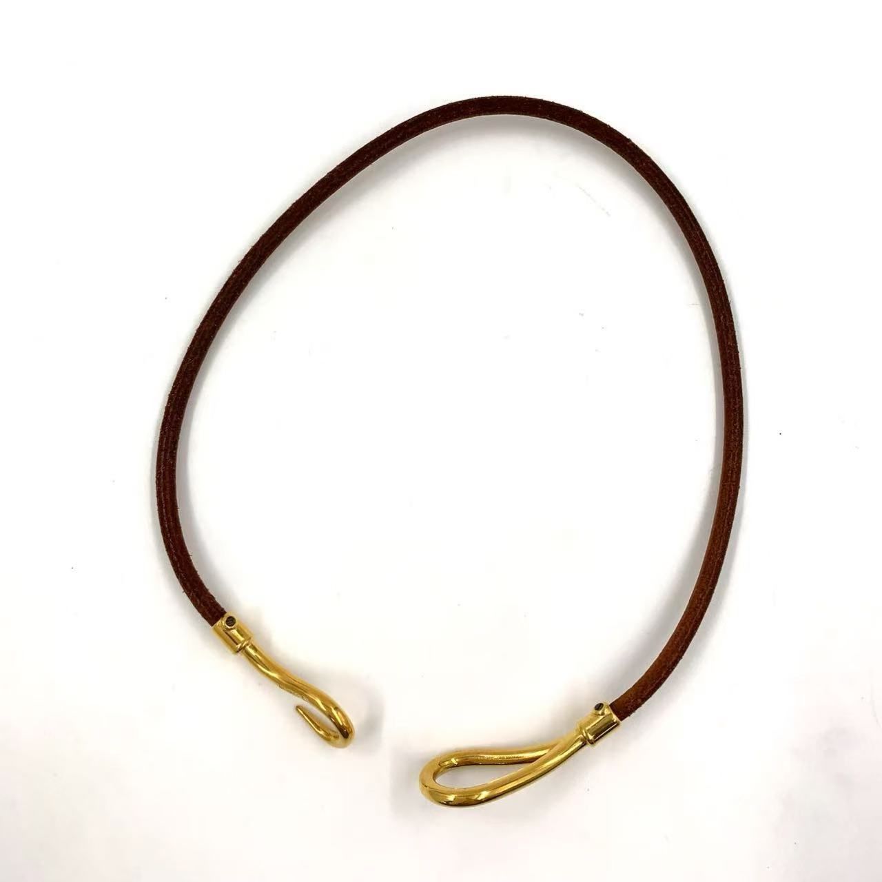 HERMES 2連 ジャンボチョーカー 金/レザー HERMES 美品 エルメス レザー ジャンボ チョーカー ネックレス
