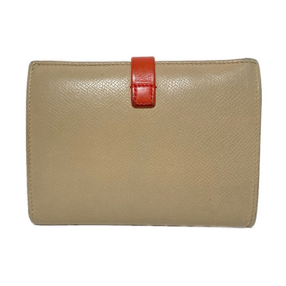 CELINE 二つ折り財布 ベージュ/レッド セリーヌ レザー二つ折り財布 ベージュ/レッド 【公式通販】