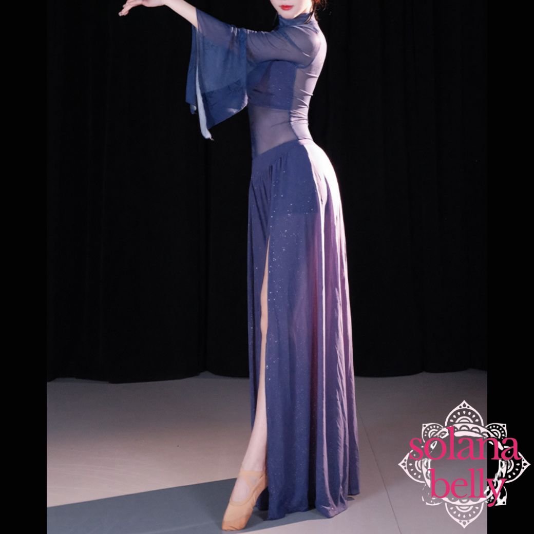 ベリーダンス レッスン着 レース セットアップ ブルー LW0120BU LLC-HASEGAWATOSO_COM