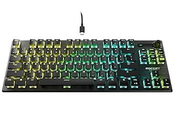 【】ROCCAT ゲーミングキーボード Vulcan TKL Pro US 英語配列 有線 ブラック/黒 オプティカル リニア テンキーレス RGB ボリュームダイヤル Windows