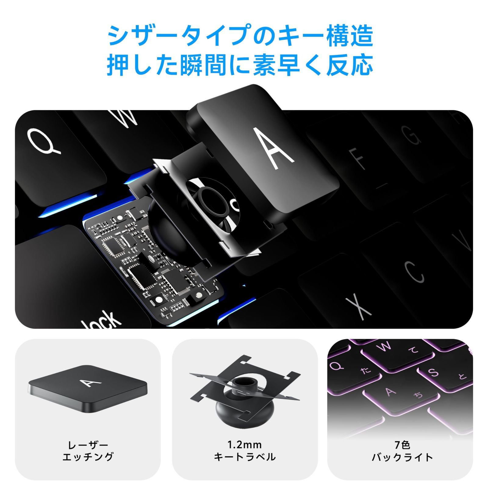 7色のバックライト 日本語配列