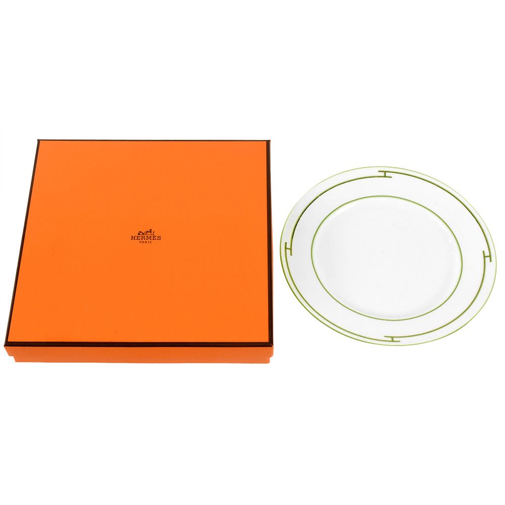 エルメス HERMES リズム プレート 皿 陶磁器 グリーン 22.5cm【中古】
