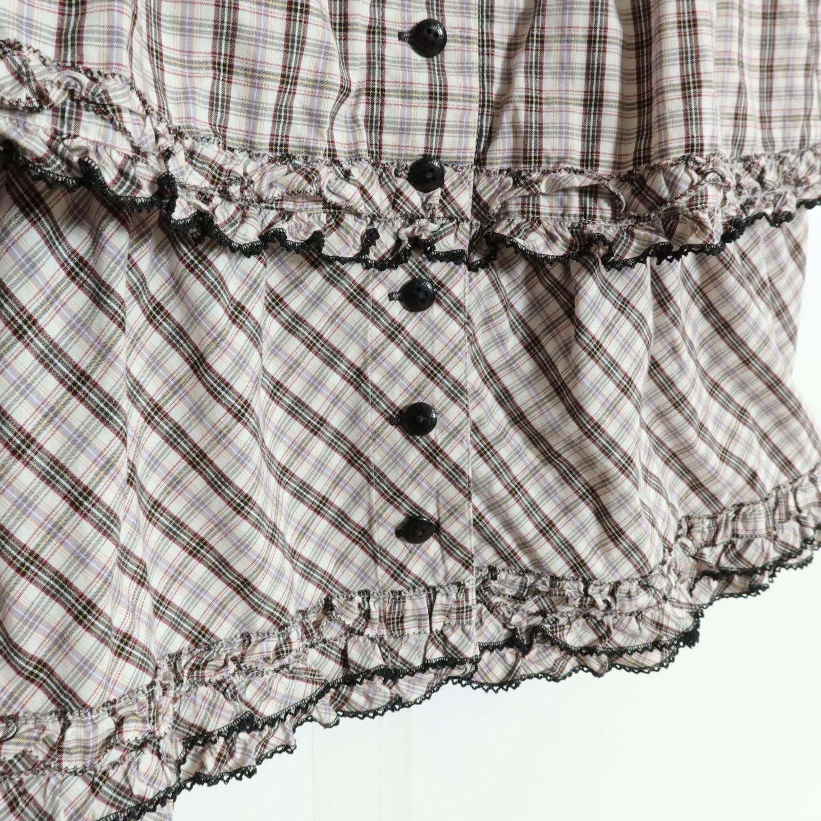 美品ピンクハウスチュールブラウストップスピコフリル段々フリルリボン