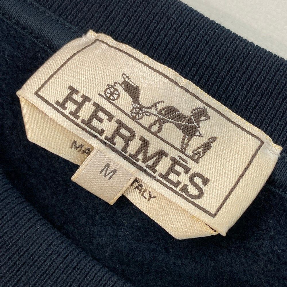 HERMES エルメス スウェット レザーパッチ ネイビー系 M HERMES エルメス スウェット レザーパッチ ネイビー系 M