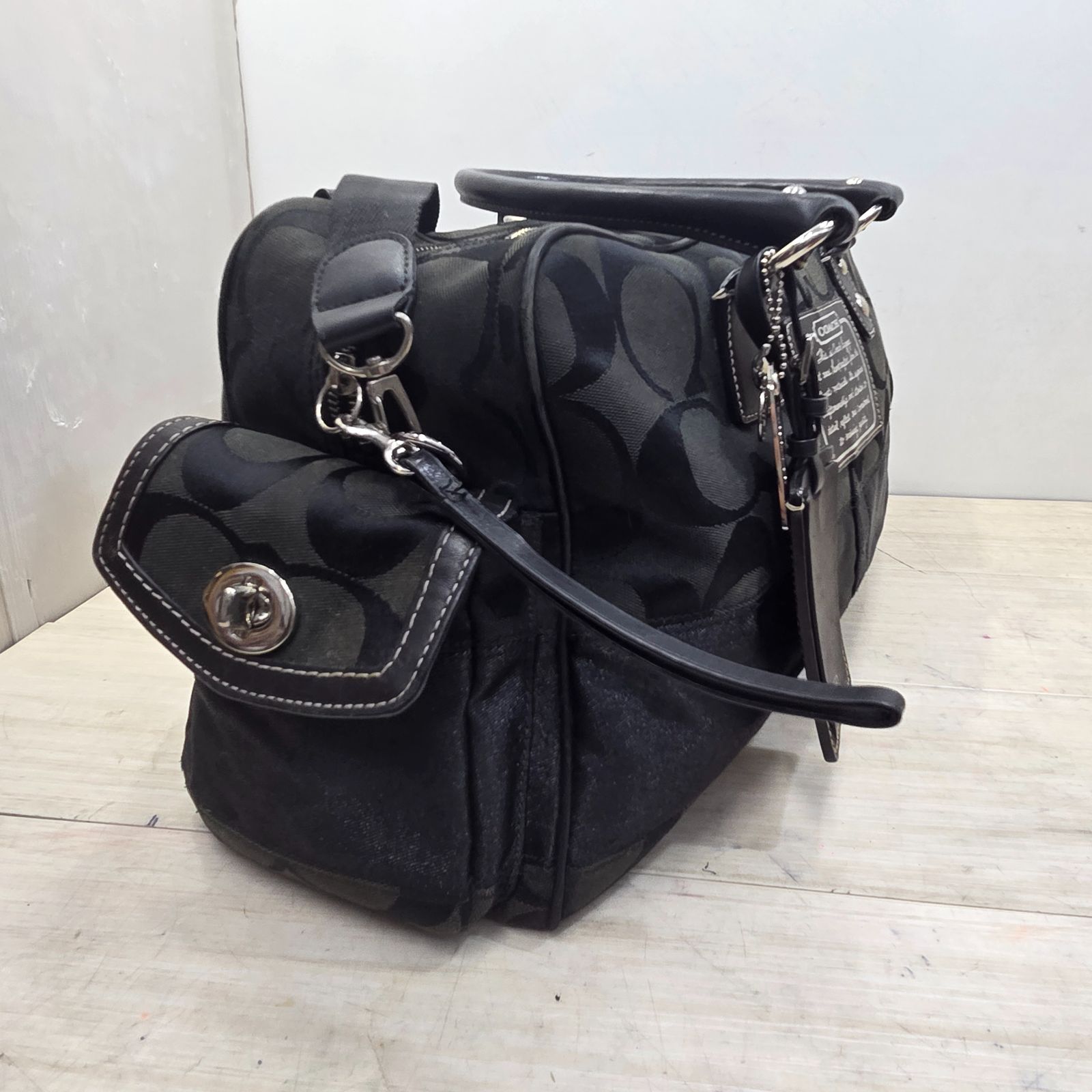 極美品 コーチ ボストンバッグ シボ革 ナイロン ハンド トラベルバッグ 肩掛け S96872 COACH コーチ シグネチャー ボストンバッグ F77179