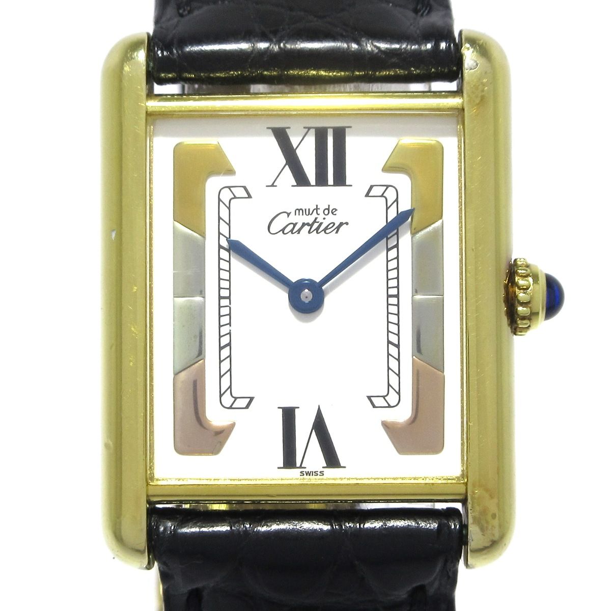 Cartier カルティエ 腕時計 マストタンクヴェルメイユ レディース 925|トリニティ文字盤|アリゲーターベルト 白