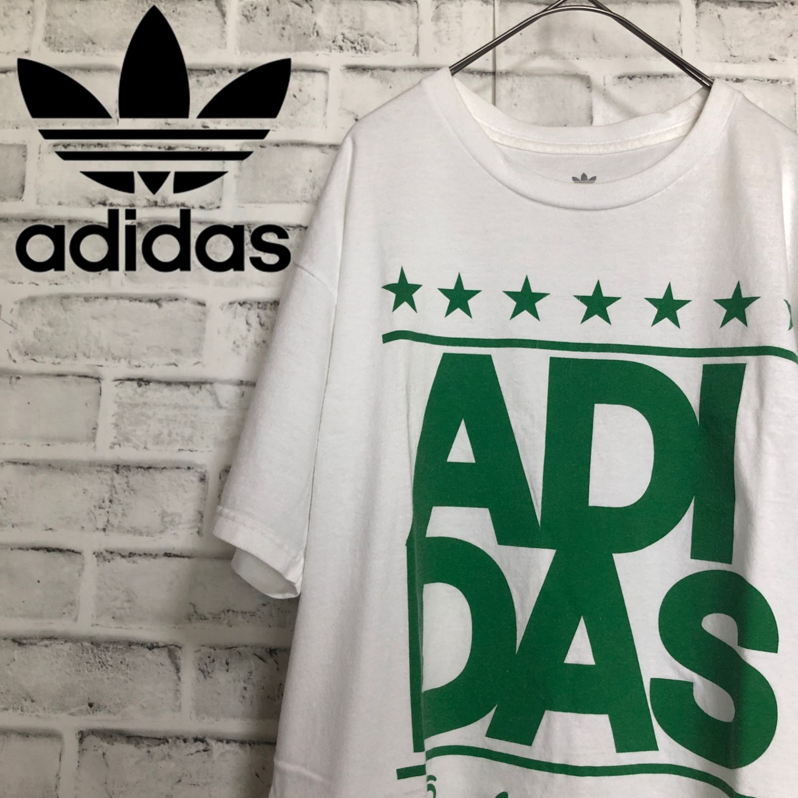 希少デザイン⭐️90s ADIDAS Originals スター柄 Tシャツ M メキシコ製 vintage 白×緑