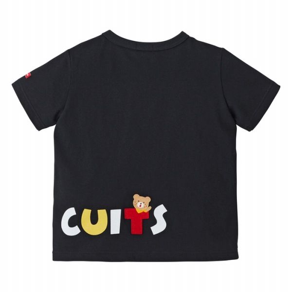 ミキハウス黒 Tシャツ MIKI HOUSE tシャツ ミキハウスチェックバックロゴ半袖Tシャツ