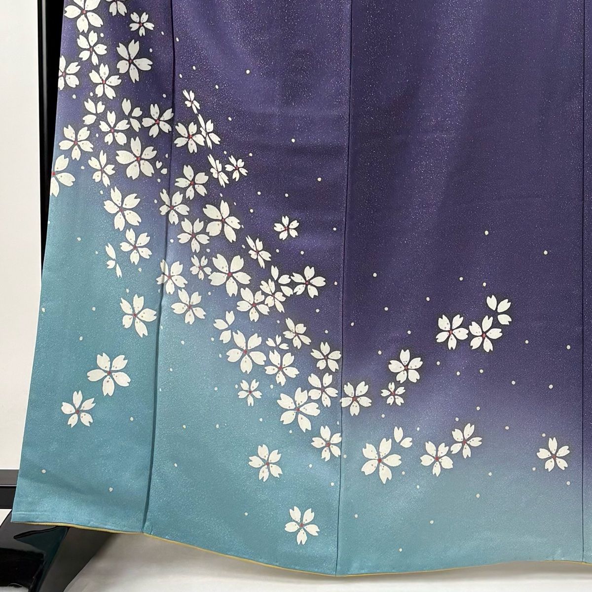 振袖 身丈165cm 裄丈67cm M 袷 二代目清次郎 落款 桜 雪 金通し 染め分け 紫 正絹