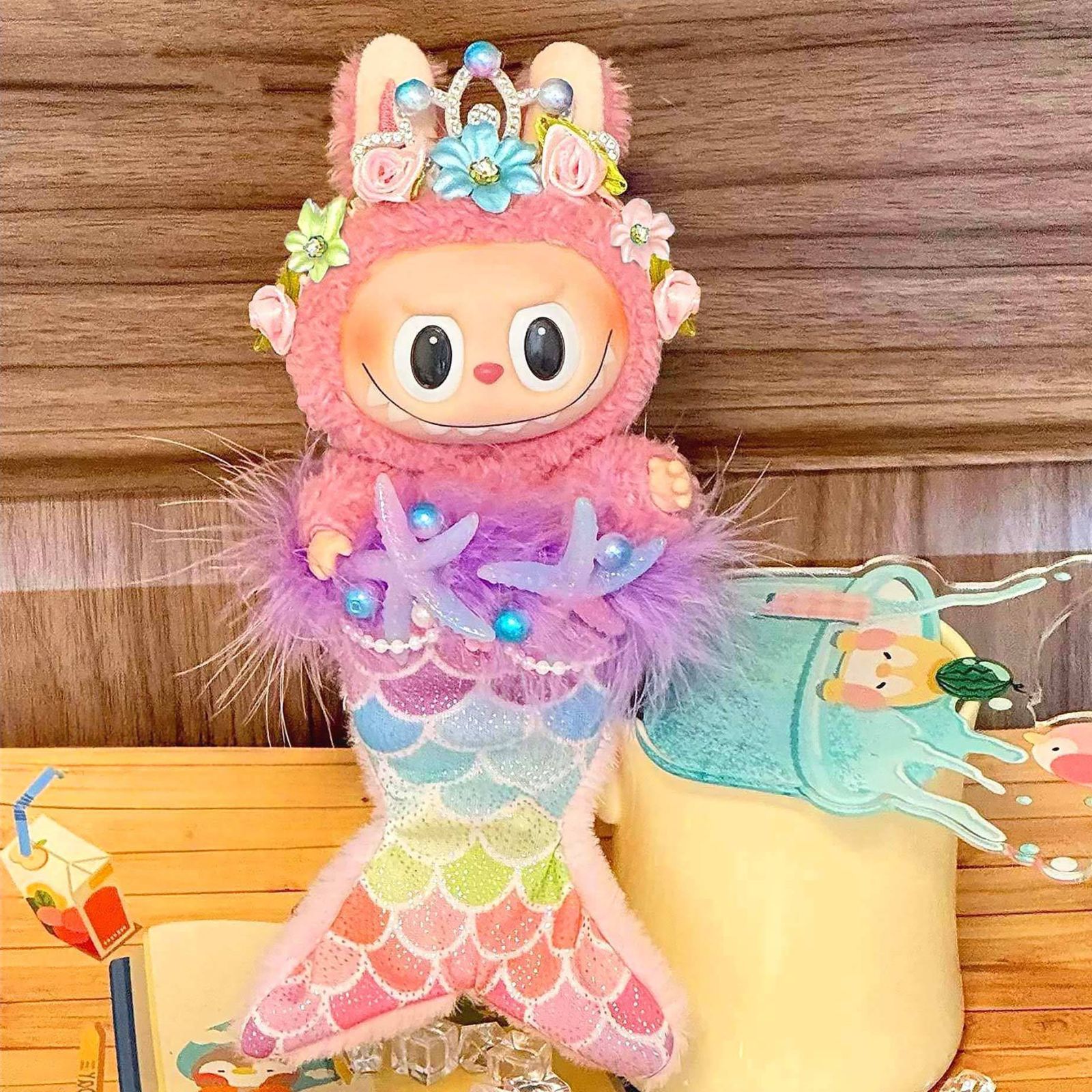 新品3点セット人魚姫 labubuラブブぬいぐるみ服17cm着せ替え着ぐるみ 新品3点セット ビキニ labubuラブブぬいぐるみ服17cm着せ替え