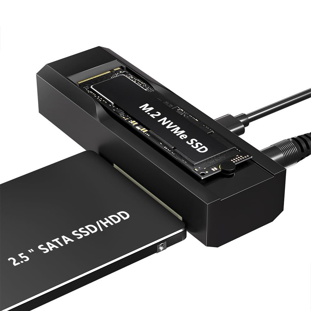 新着商品 SSDケース M.2-SATA クローン機能付き HDD|SSD両対応 NVMe 2.5|3.5インチSATA対応 オフラインクローン USB-C 10Gbps高速転送 コンパクト READYXIO 電源アダプター付き