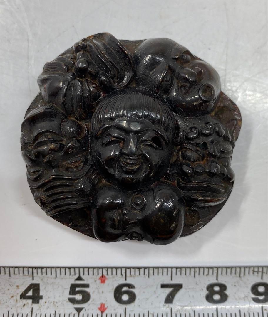 時代　琥珀　七福神　根付　20g 直径5㎝　東山5-1130④ 時代 琥珀 七福神 根付 20g 直径5㎝ 東山5-1130④ - メルカリ