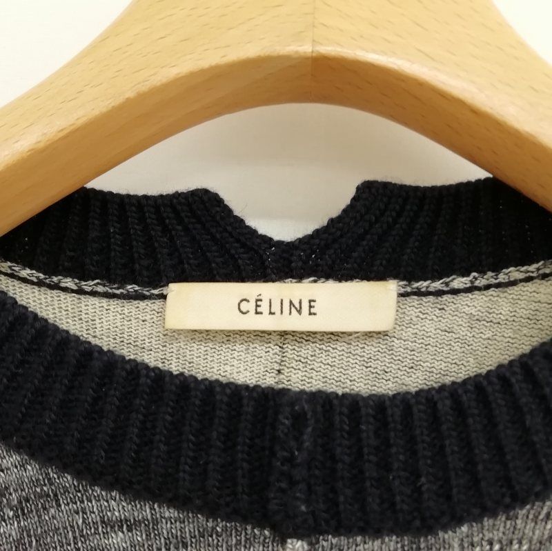 セリーヌ CELINE フィービー期 再構築 ウール混紡 スウェット プルオーバー セーター S ネイビー レディース セリーヌ CELINE フィービー期 再構築 ウール混紡 スウェット