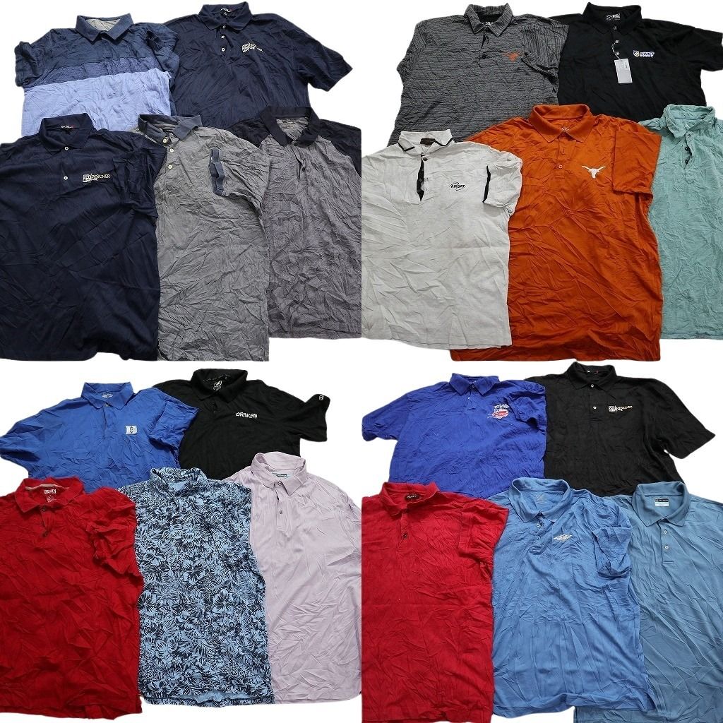 古着卸 まとめ売り ポロシャツ 20枚セット (メンズ 2XL ) デッドストック ラグラン バイカラー キャロウェイ 中古 古着 MY7390