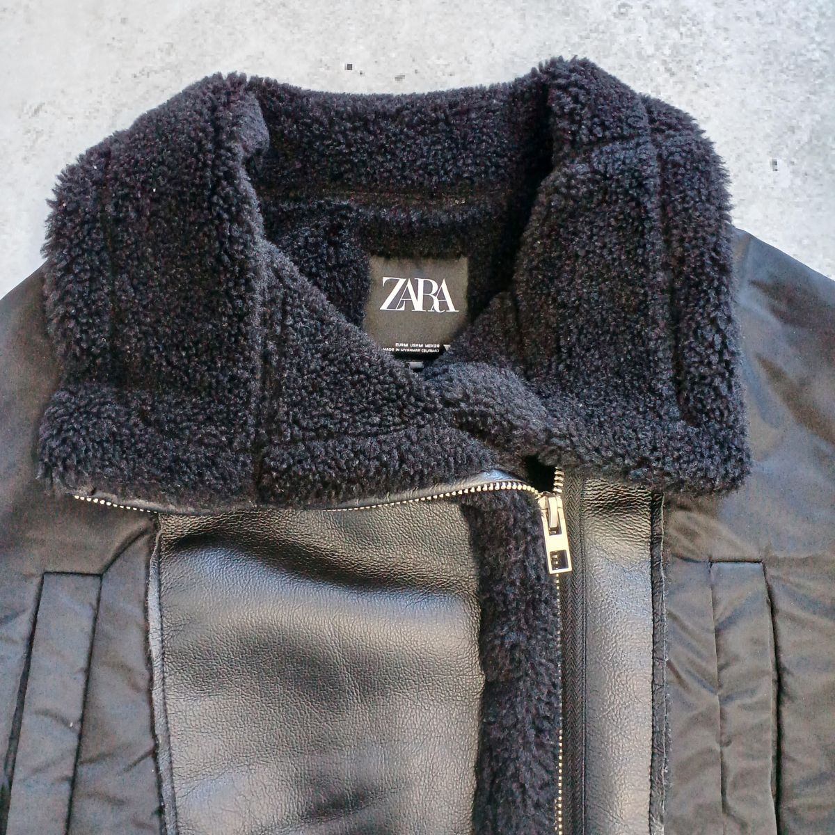 ZARA ダブルフェイス ボア ショートライダース ZARA ザラ レディース クロップド ライダースジャケット ダブル