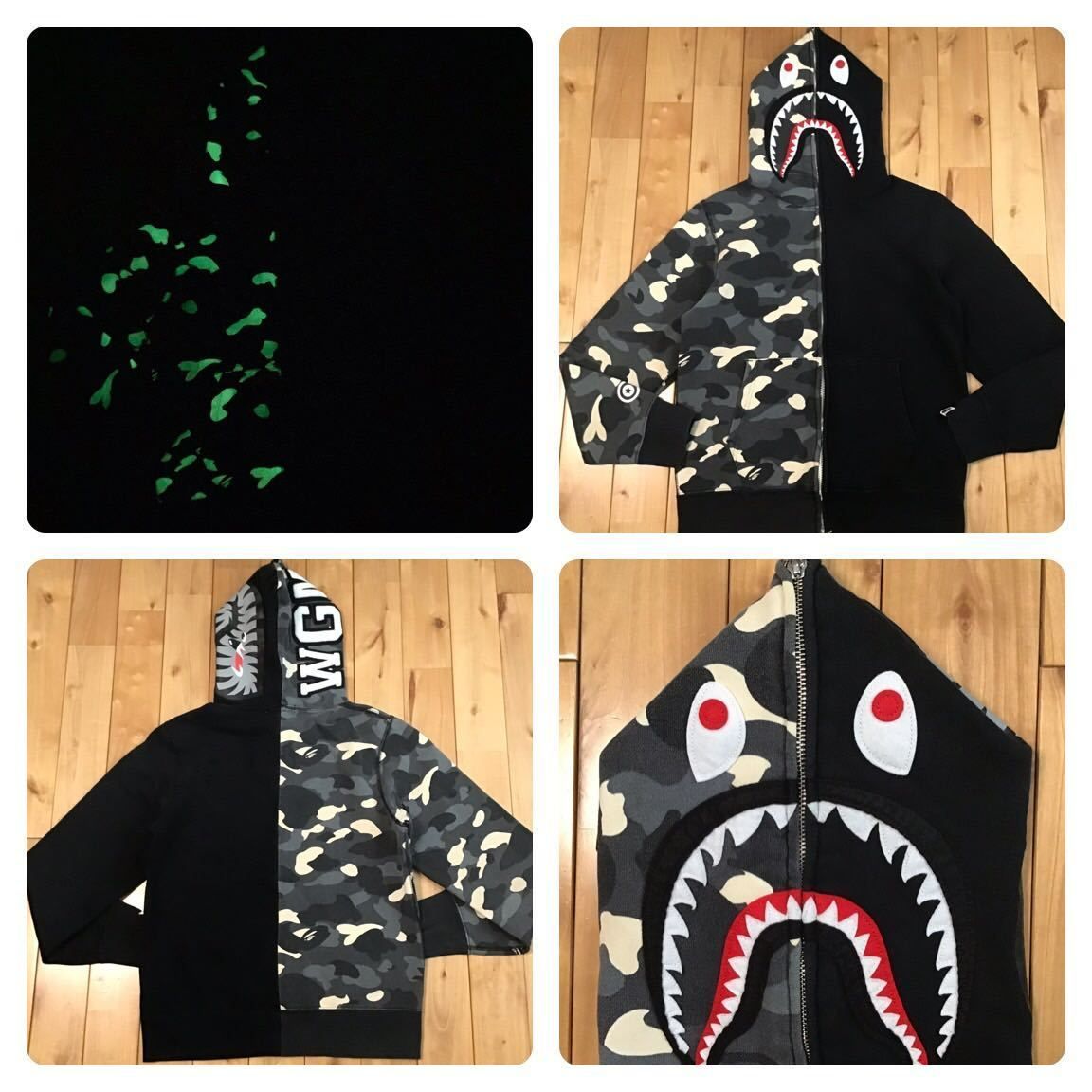 ☆蓄光☆ City camo シャーク パーカー Mサイズ shark full zip hoodie