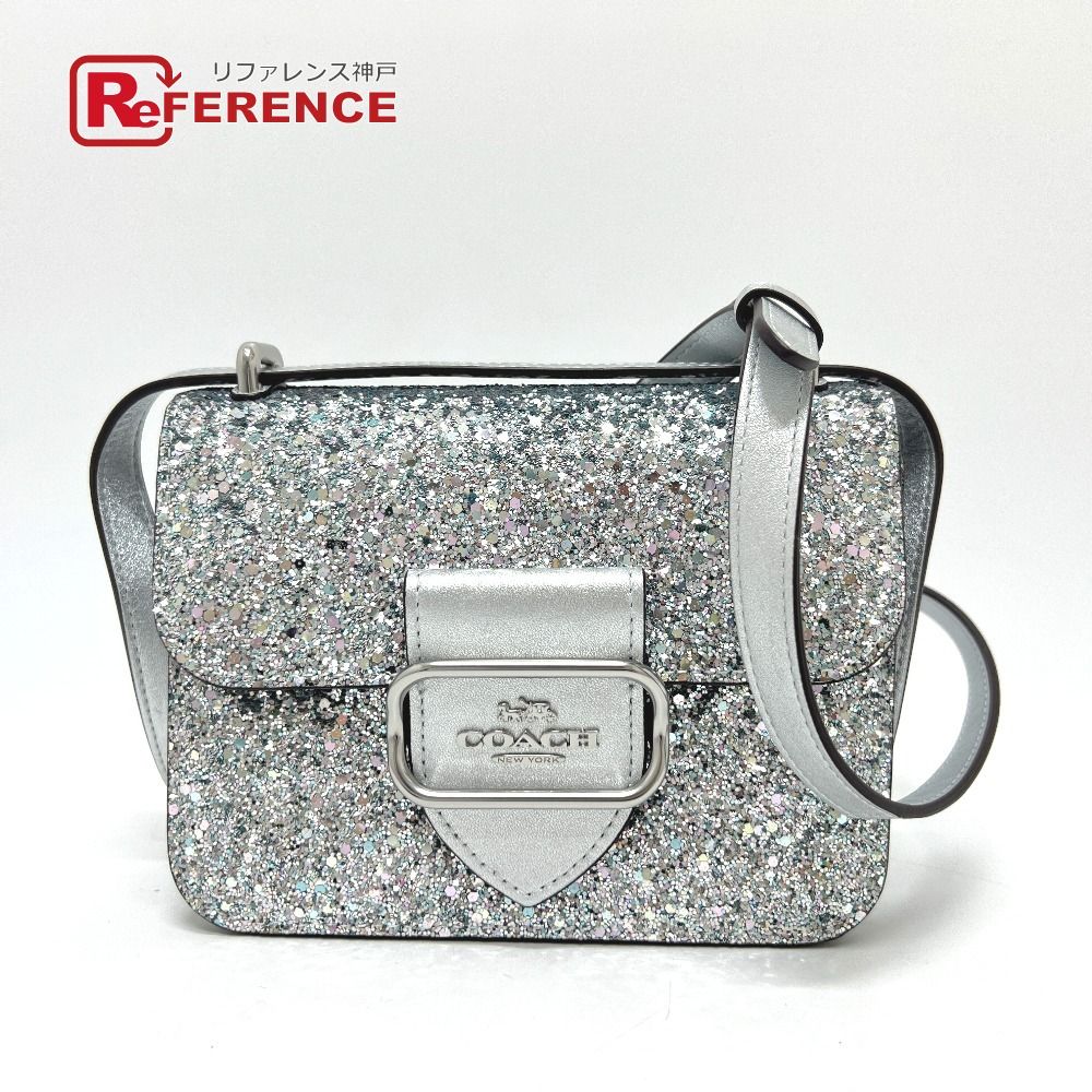 COACH スパンコール ハンドバッグ COACH コーチ ショルダーバッグ スパンコール レザー シルバー