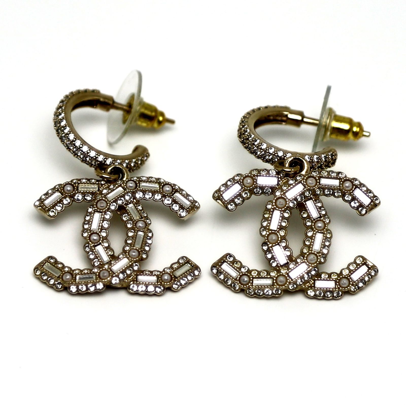シャネル ココマーク ピアス クリスタル シャンパンゴールド ロゴ A22K