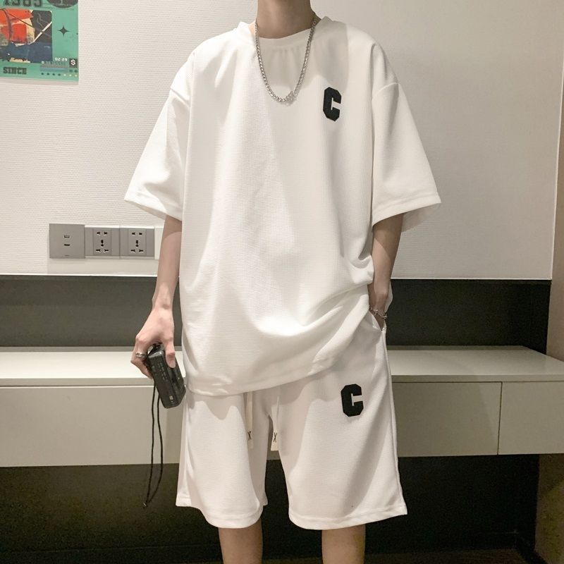 セットアップ メンズ 半袖 ワッフル 夏 上下セット Tシャツ