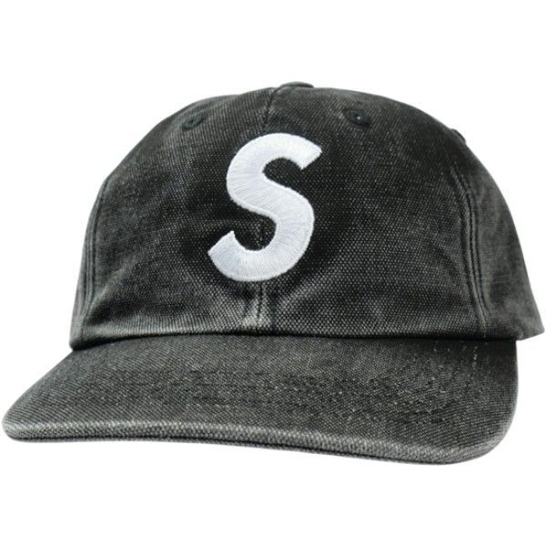 Size フリー SUPREME シュプリーム 25FW Pigment Coated Canvas S Logo 6-Panel Black キャップ 黒 品-非常に良い 20827852