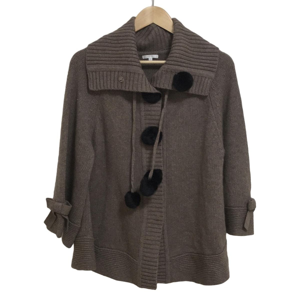 TO BE CHIC トゥービーシック コート サイズ2 M レディース - ブラウン×黒 長袖|ニット|ラビット ラパン |リボン|春|秋