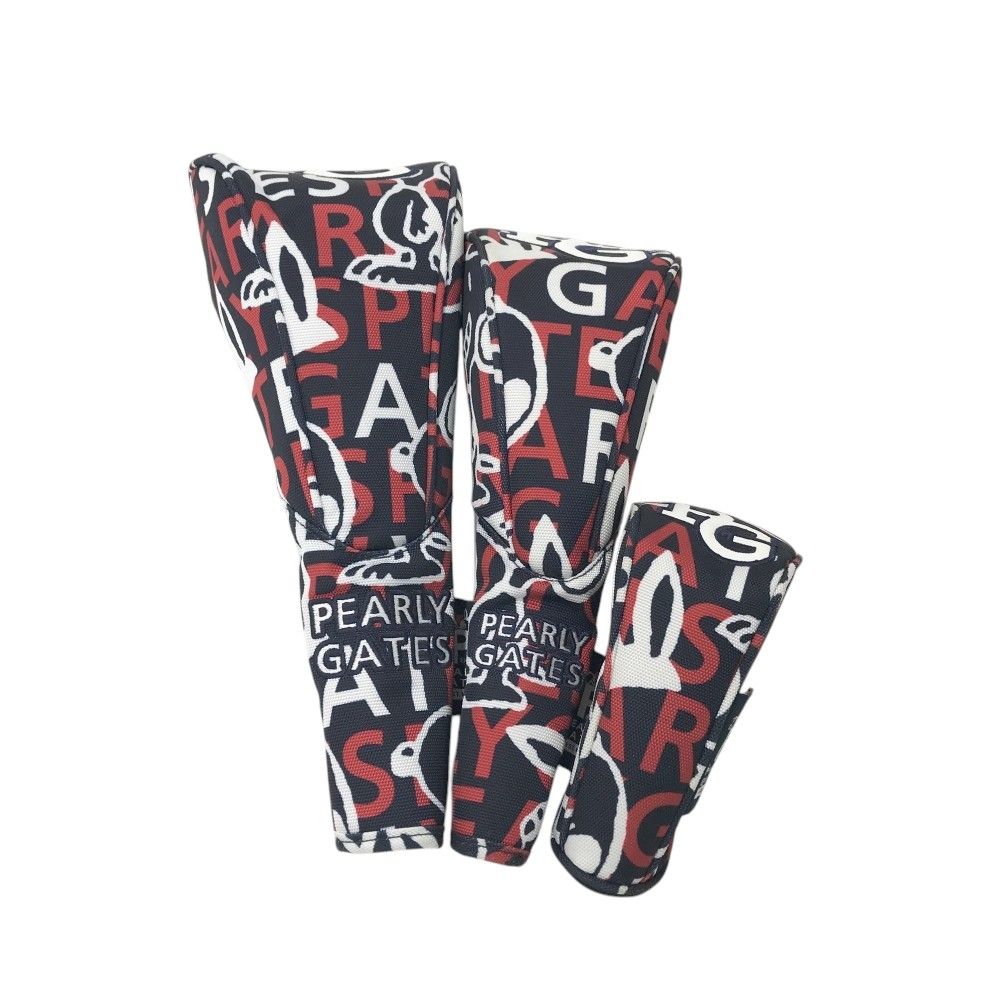 PEARLY GATES パーリーゲイツ ×PEANUTS ヘッドカバー 3点セット スヌーピー 総柄 ネイビー系 DR FW UT 240101543917 ゴルフウェア ストスト