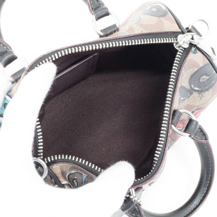 【SAランク】 コーチ COACH レーシー クロスボディ シグネチャー キャンバス PVC / スムース レザー COACH X MINT + SERF ミント＆サーフ コラボ CM094 ミニバッグ ドラムバッグ 2WAYバッグ カーキ / マルチ 正規品 極美品 中古 mbl09002 コーチ COACH レーシー クロスボディ シグネチャー キャンバス PVC