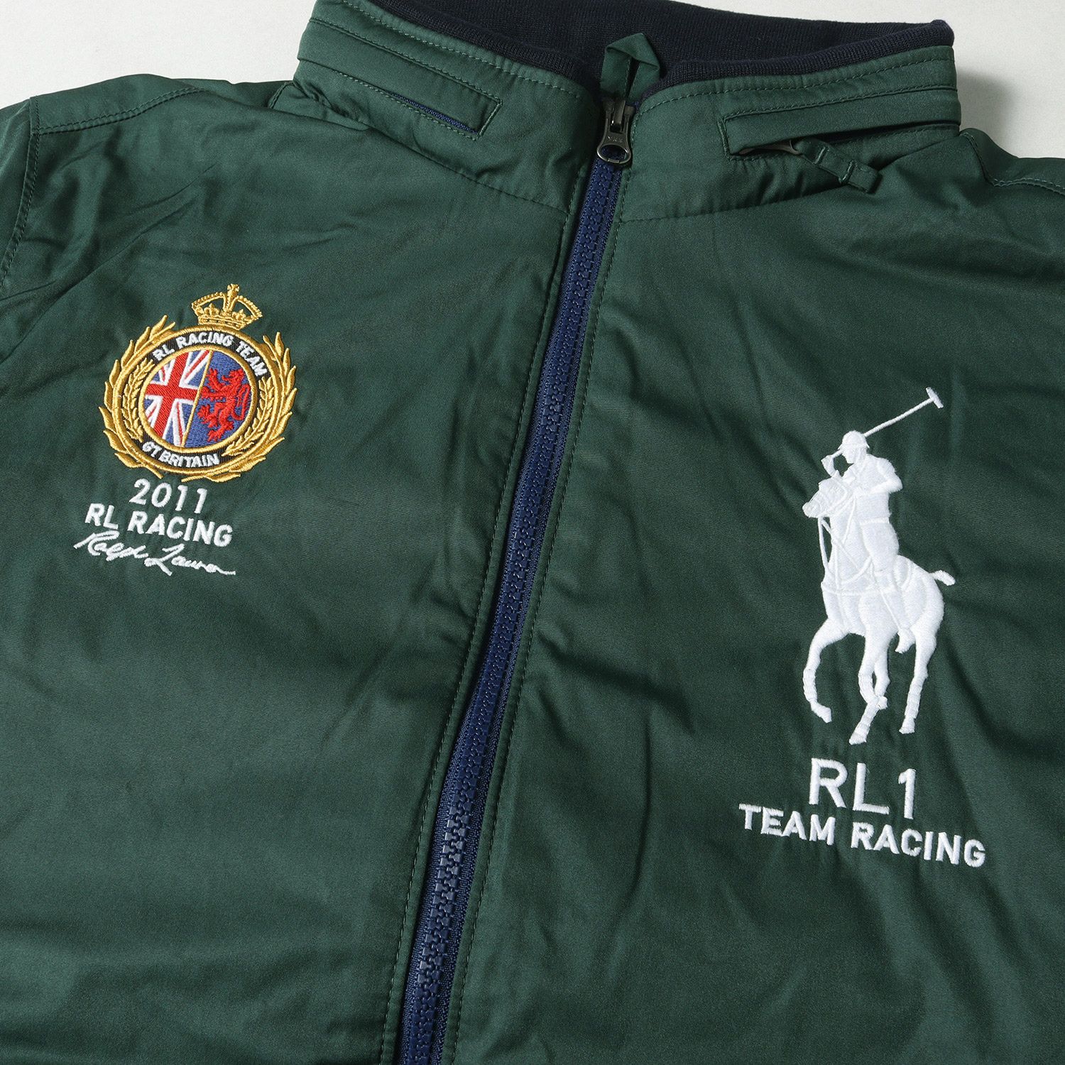 POLO Ralph Lauren ポロ ラルフローレン ジャケット サイズ:BOYS XL(メンズM位) RL1 TEAM RACING ビッグポニー ジップ 中綿ジャケット グリーン アウター ブルゾン 上着【メンズ】