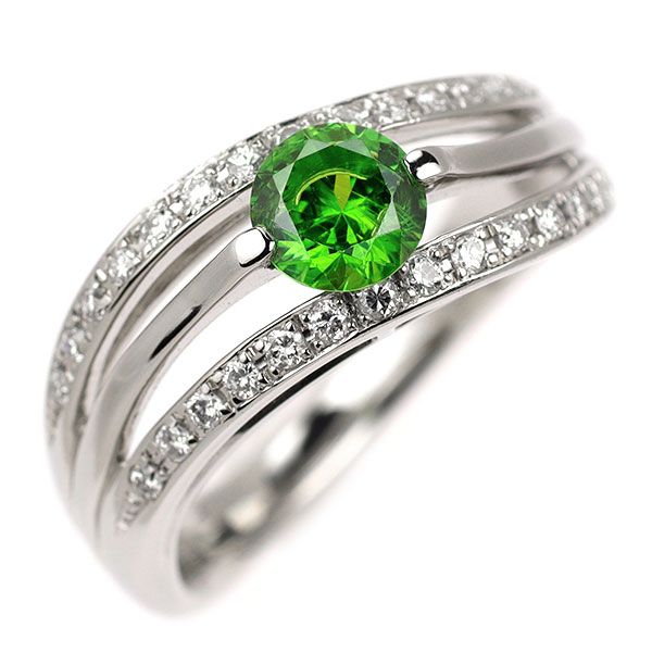 Pt900 デマントイド ガーネット ダイヤモンド リング 0.71ct D0.24ct