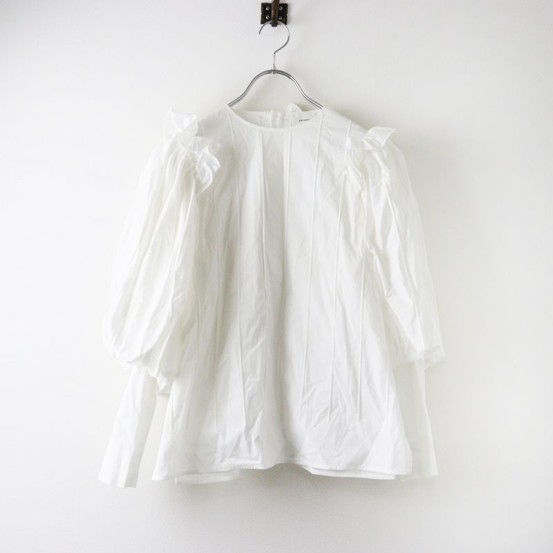 ヨリ yori トップス ミニパフブラウス ホワイト 38 美品✨yori ヨリ ミニパフ ブラウス パフスリーブ フリル 洗える