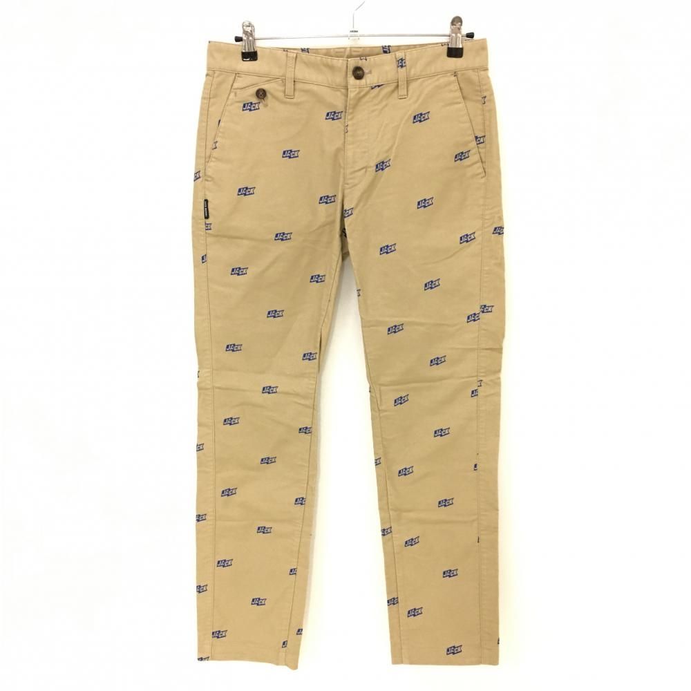 美品】ジャックバニー パンツ ブラウン×ブルー ロゴ総柄 メンズ