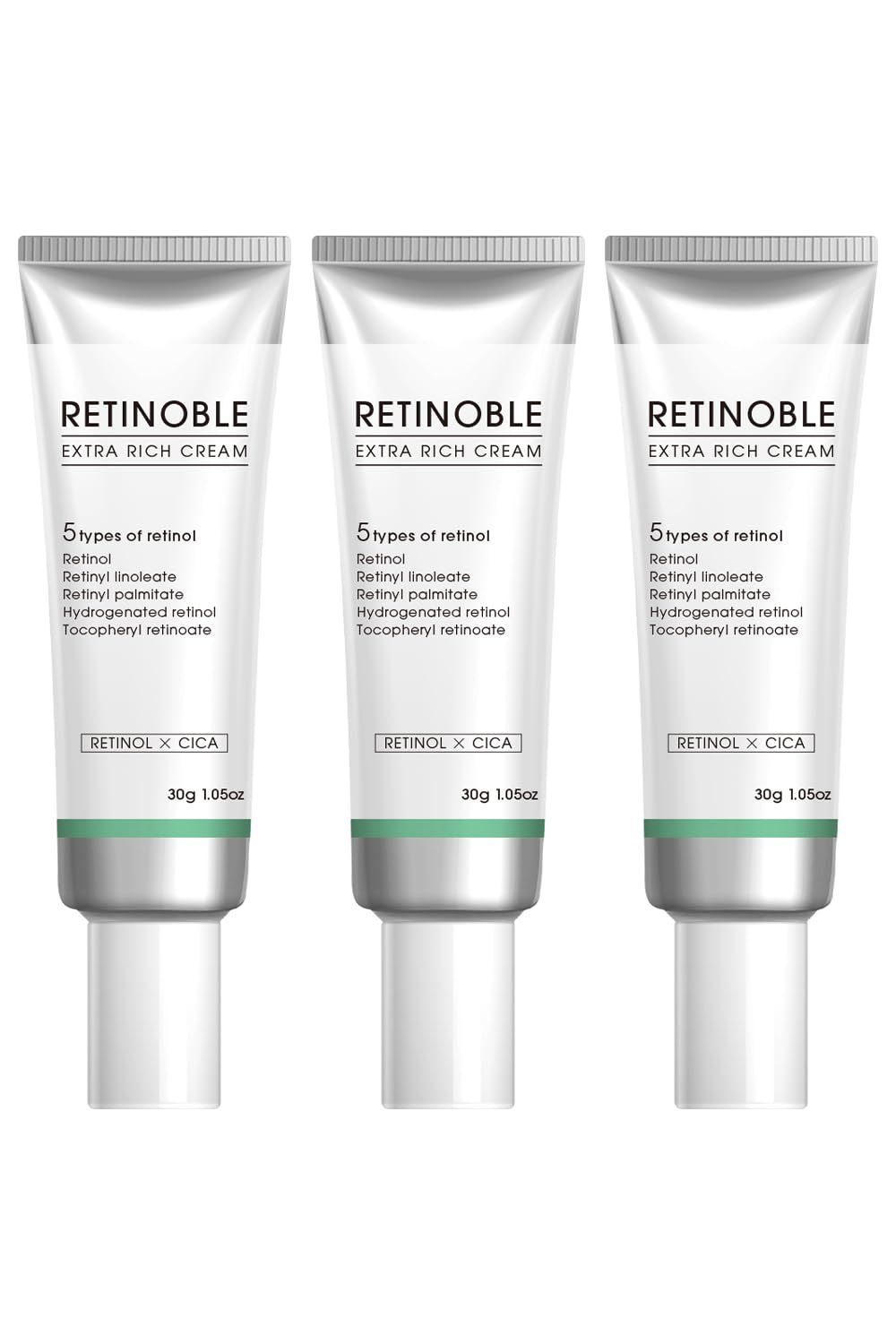 純粋レチノール クリーム 0.1 配合 RETINOBLE レチノーブル 5種の レチノール シカ 配合 敏感肌 も使える 保湿 潤い 低刺激 ハリ 肌 エッセンス 国産 30g 3個