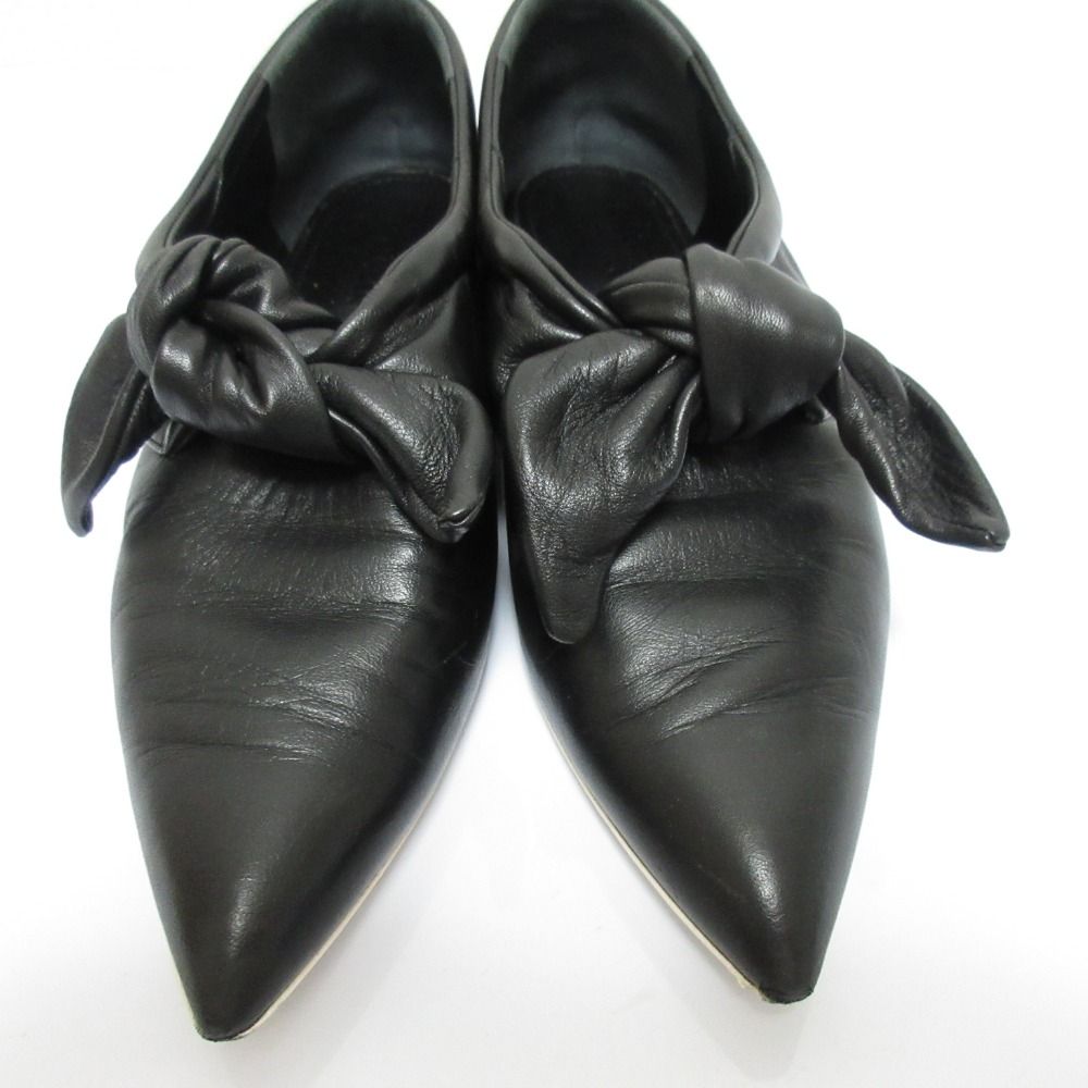 良品 JIL SANDER ジルサンダー レザー ポインテッドトゥ リボン