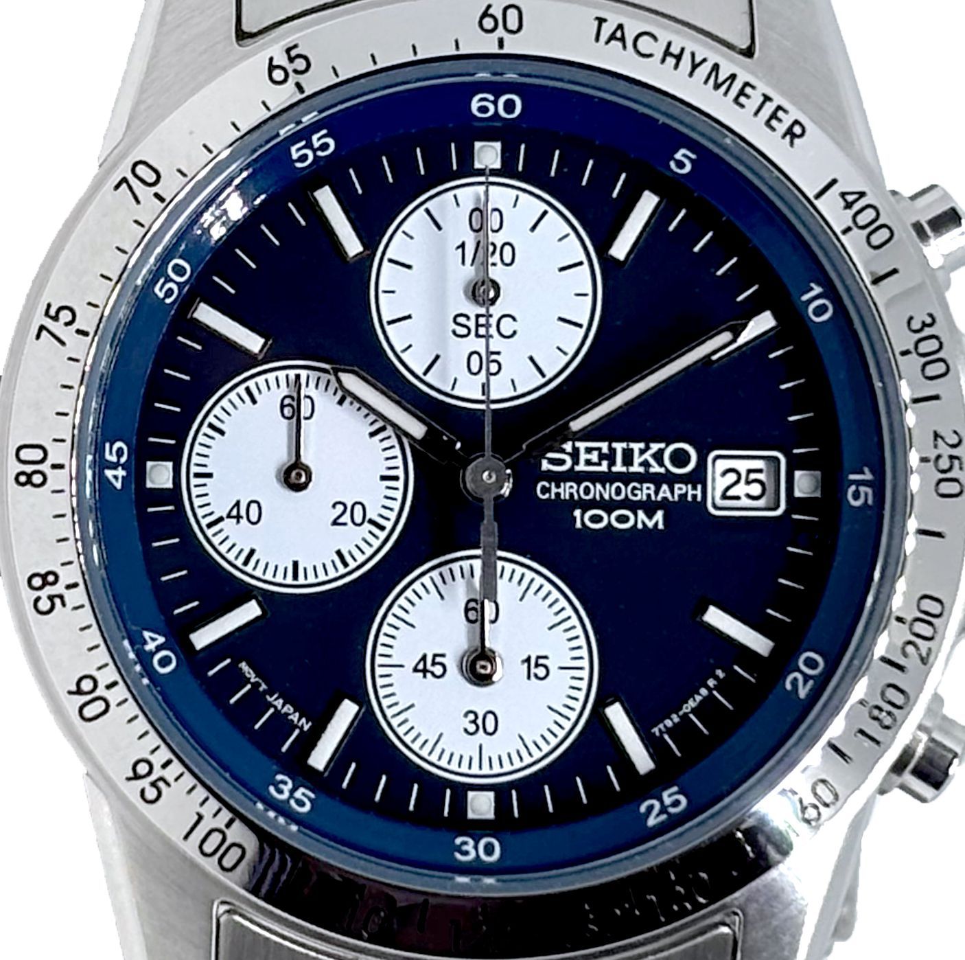 SEIKO［セイコー］クロノグラフ メンズウォッチ ネイビー×シルバー