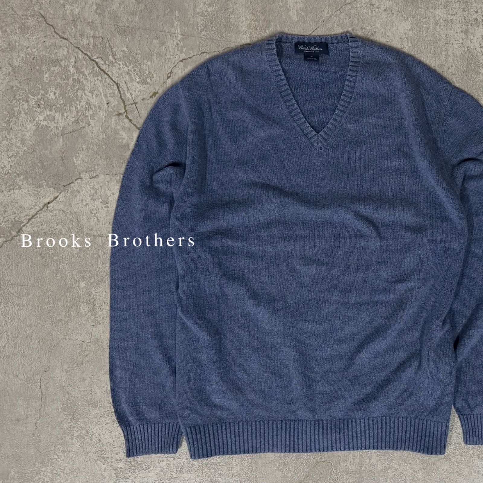 VA-107 Brooks Brothers ブルックスブラザーズ Vネック コットン ニット セーター XL ネイビー