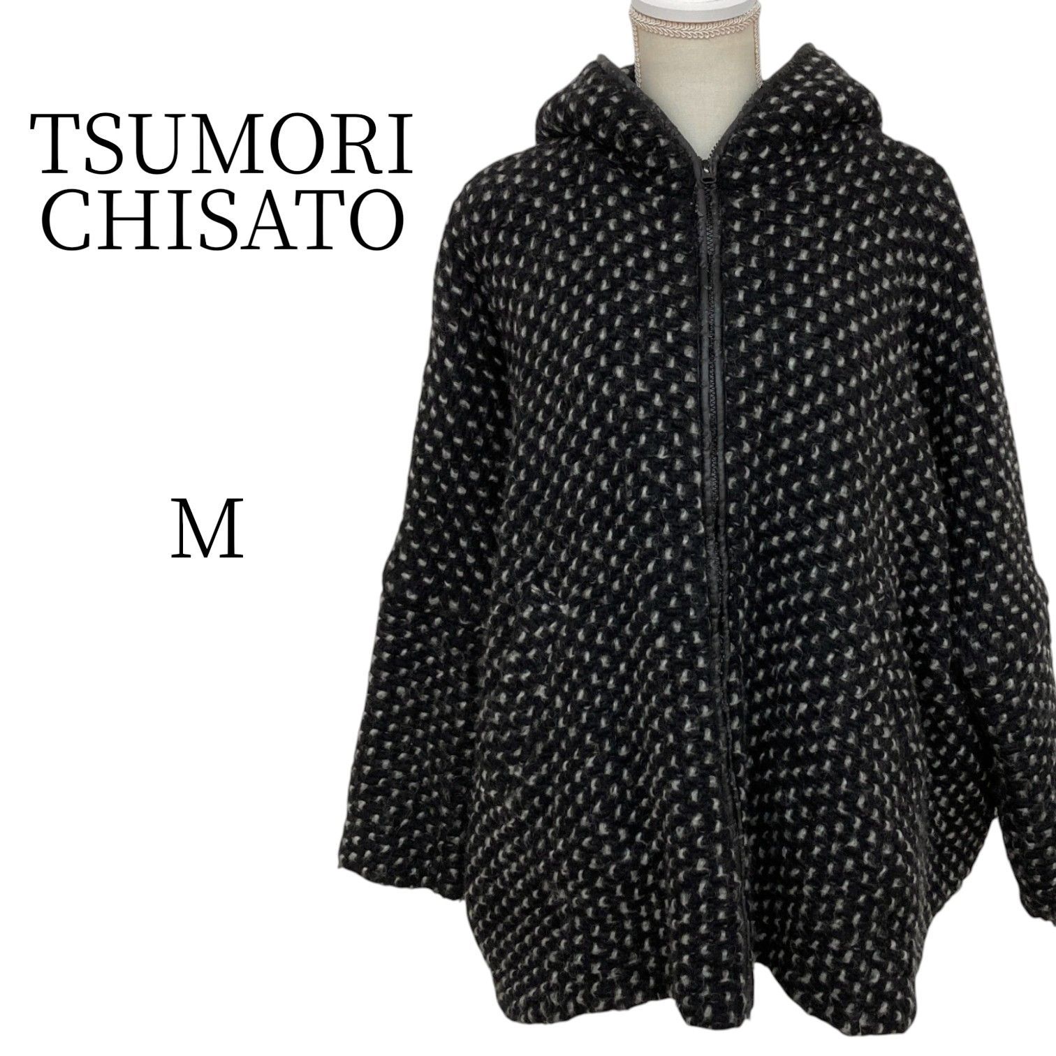 TSUMORI CHISATO ツモリチサト 黒×白 ポンチョ ケープコート M