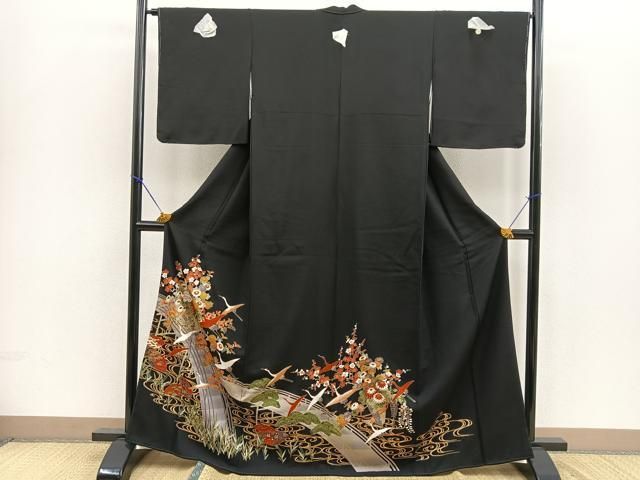 平和屋着物□豪華黒留袖 作家物 女人枝花文 正絹 逸品 AAAQ5514ph 