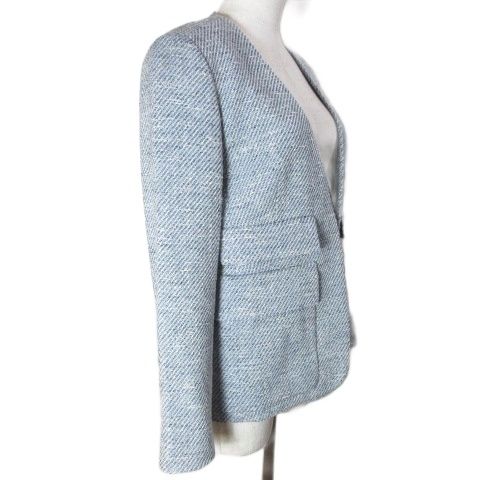 セール】ロングスラブツイード クルーネックジャケット（ノーカラー