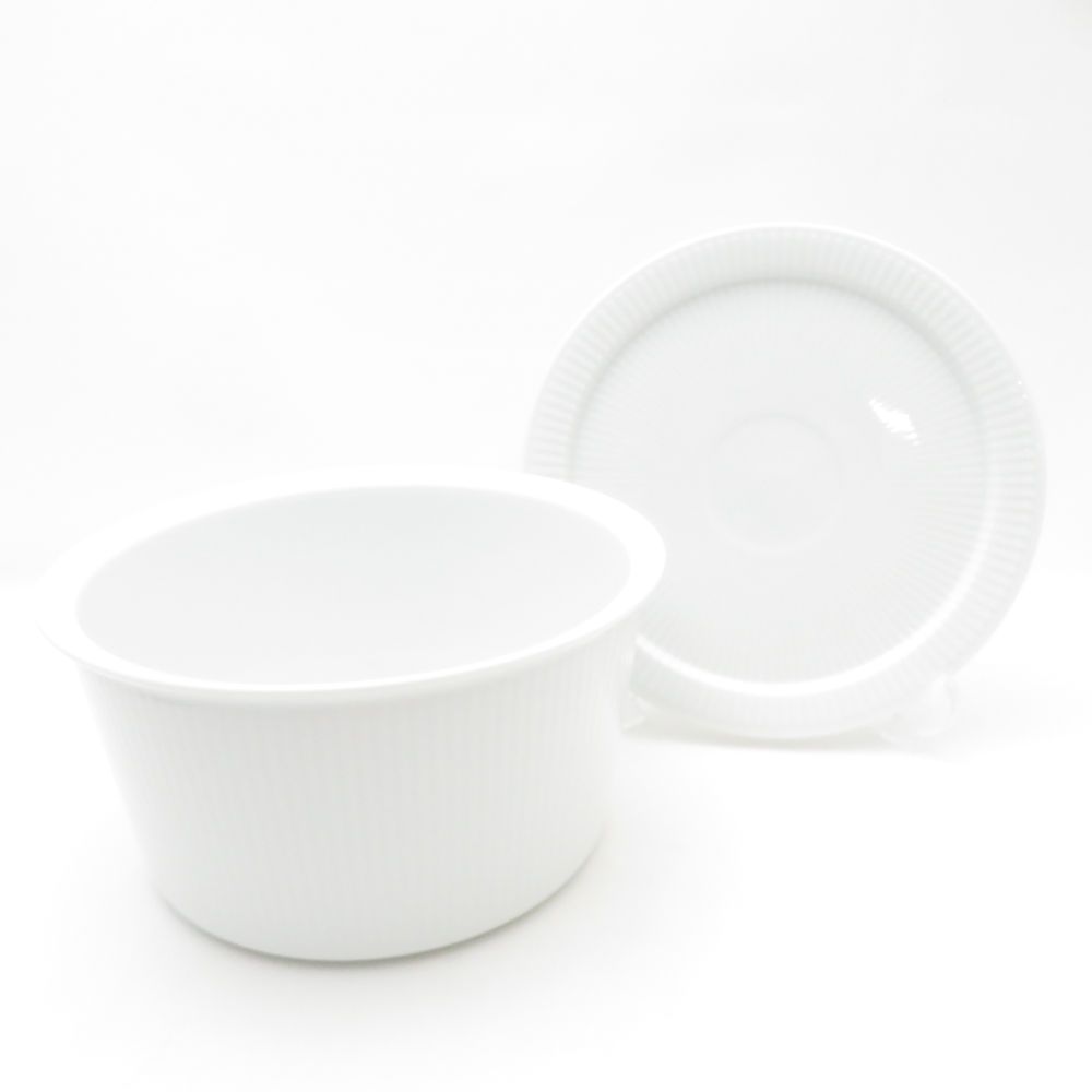 ROYAL COPENHAGEN ロイヤルコペンハーゲン ホワイトフルーテッド ラウンドオーブンウェア 3点 セット M Sサイズ 蓋付 ボウル SC9273T1