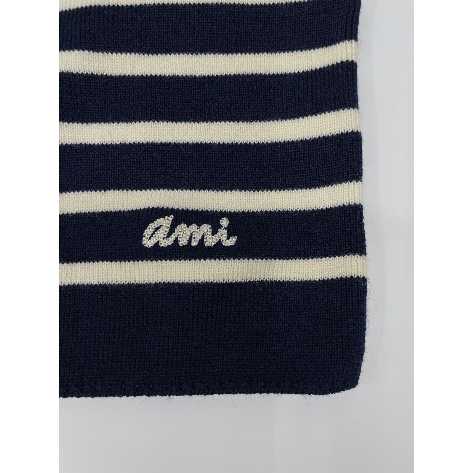 AMI 金ボタンボーダーニット ネイビー M