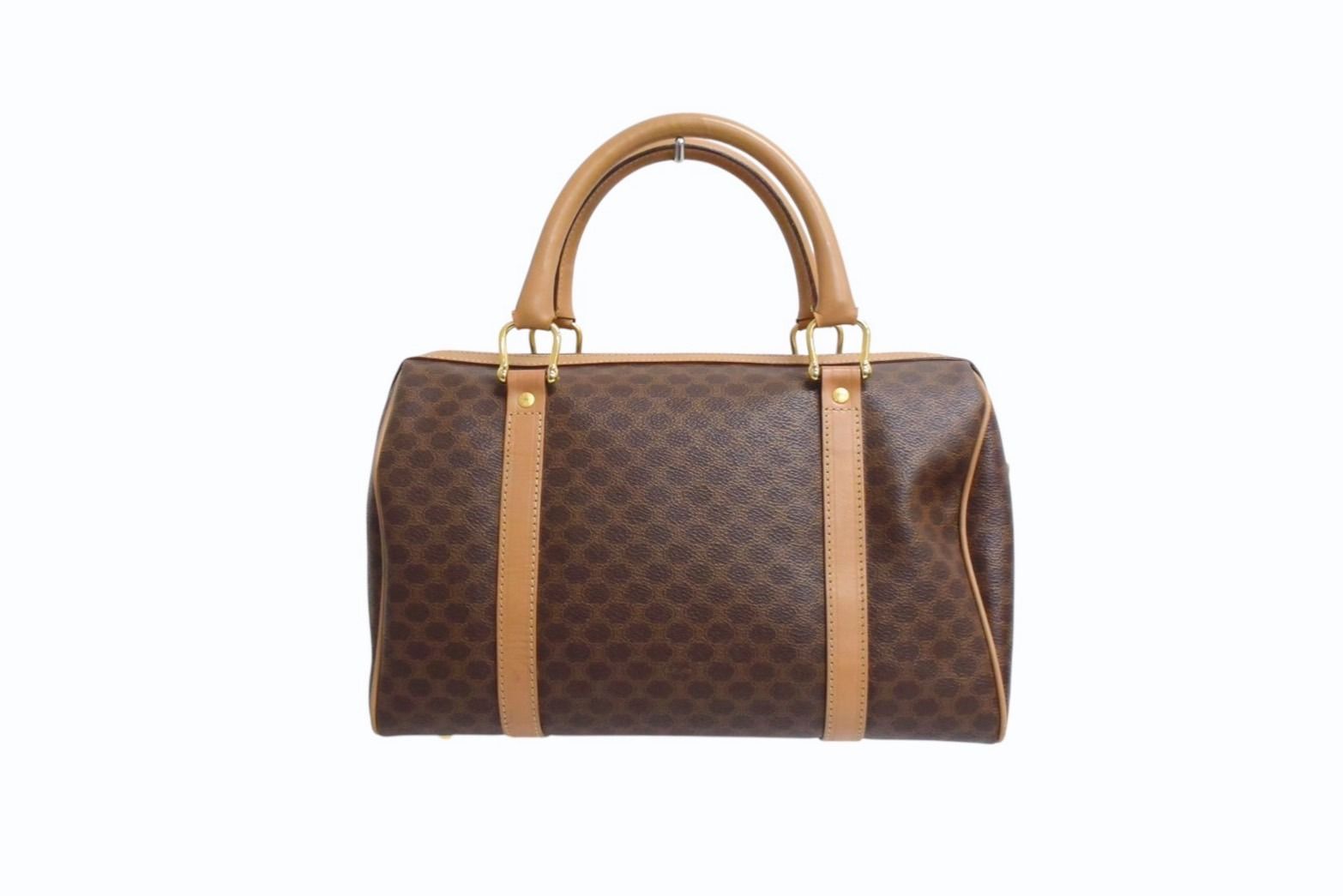 セリーヌ ハンドバッグ マカダム ゴールド金具 ロゴ レディース 茶